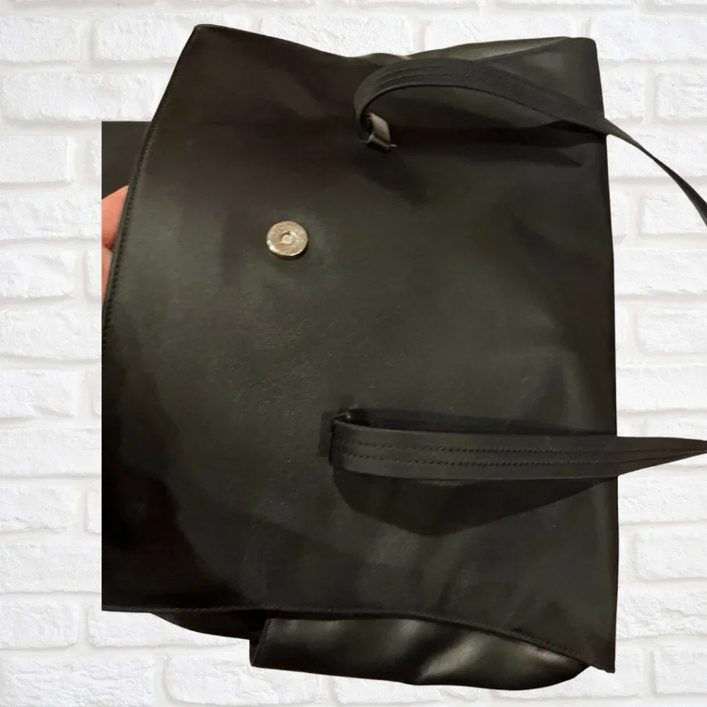 Nine West Black Laptop Tote Bag - Zippered Work Purse Travel-Friendly, 12x15x4